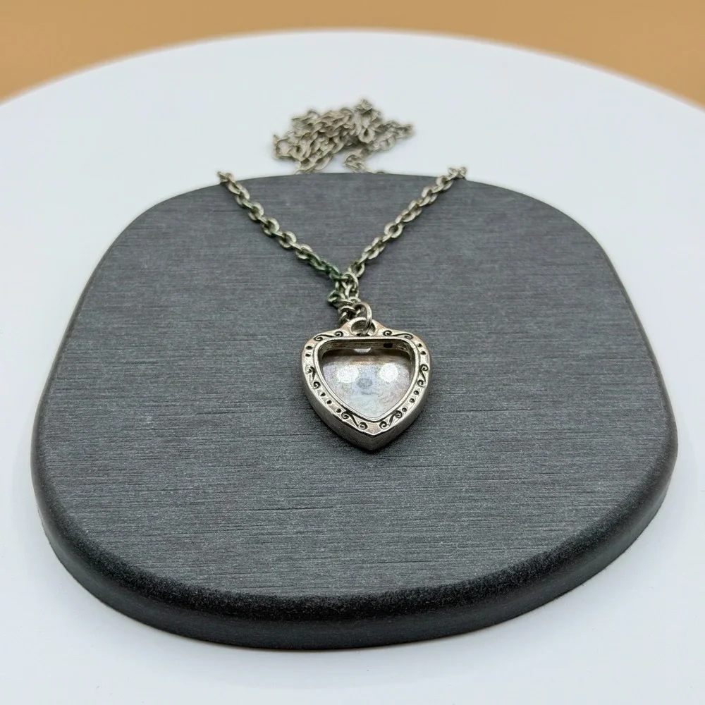 I Love My Dog Photo Frame Pendant Necklace Silver Tone Heart Pet Lover Jewelry